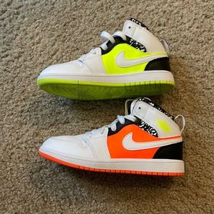 Jordan, size 1, color orange white green black